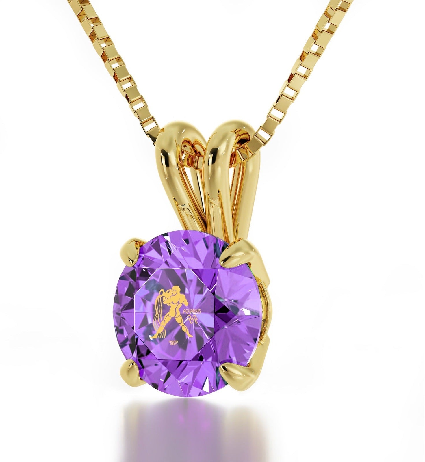 Aquarius Necklace 24k Gold inscribed on Crystal