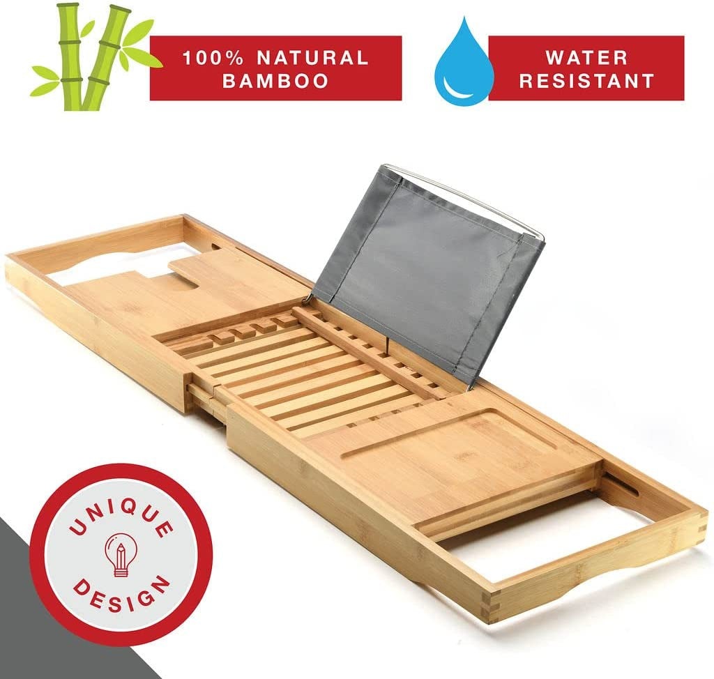 Bathtub Tray Caddy - Foldable Waterproof Bath Tray Phone Gift for Men & Women