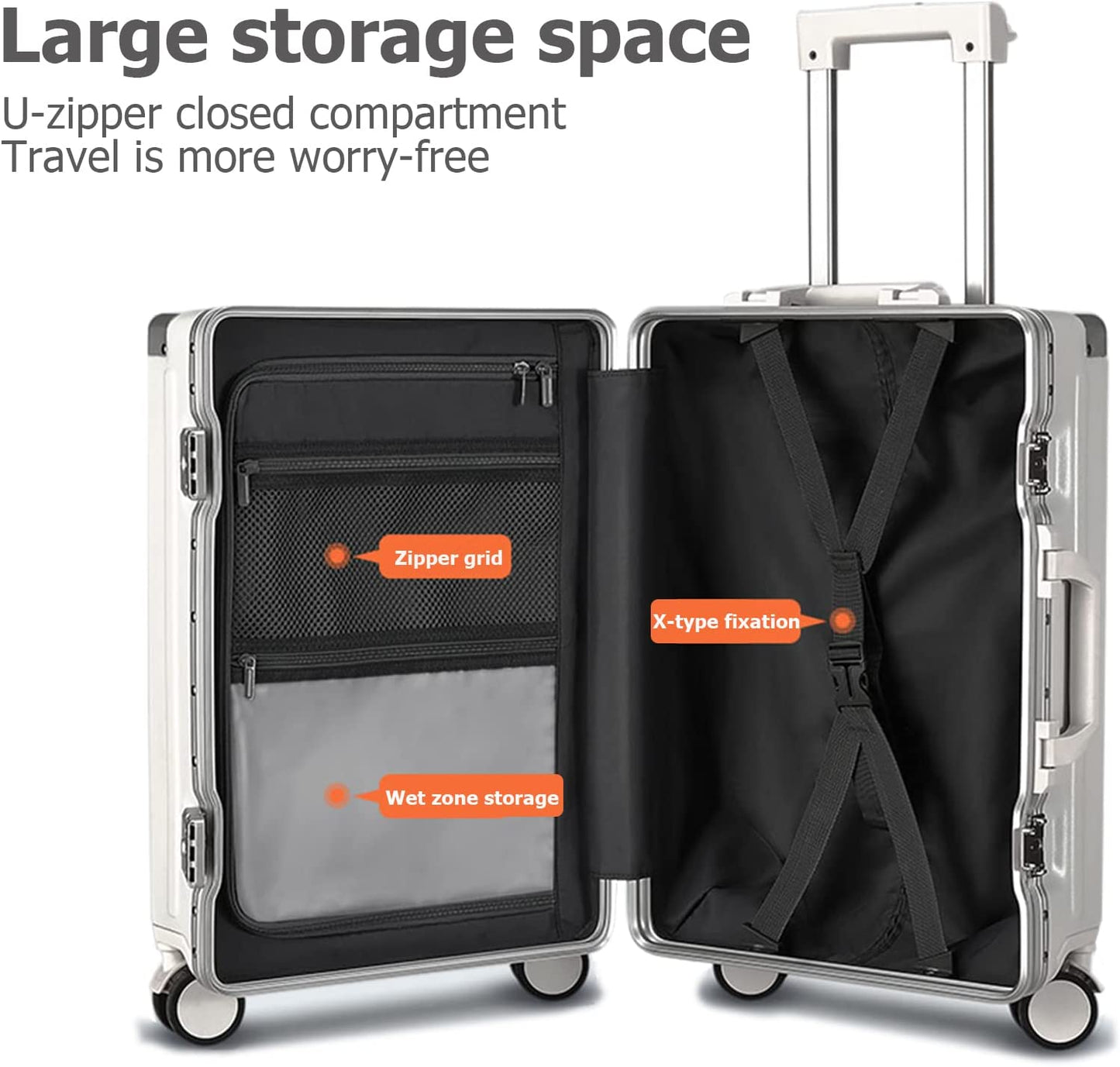 Hardside Expandable Luggage - Built-In TSA Lock Suitcase with USB Port & Cup Holder & Phone Holder