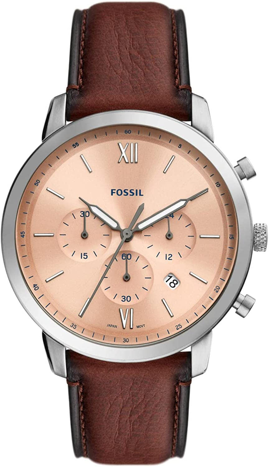Fossil Neutral Men's Chronograph Watch - Stainless Steel Bracelet or Genuine Leather Band Watches