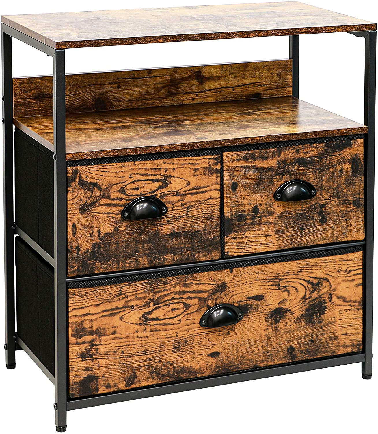Bedroom Nightstand - Bedside Dresser Organizer with Storage Shelf