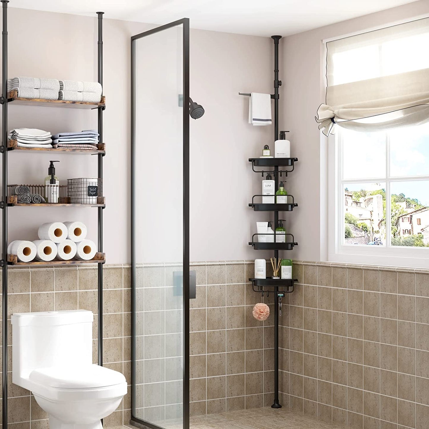 Bathroom Corner Caddy - Bathtub Storage Organizer for Shampoo Accessories