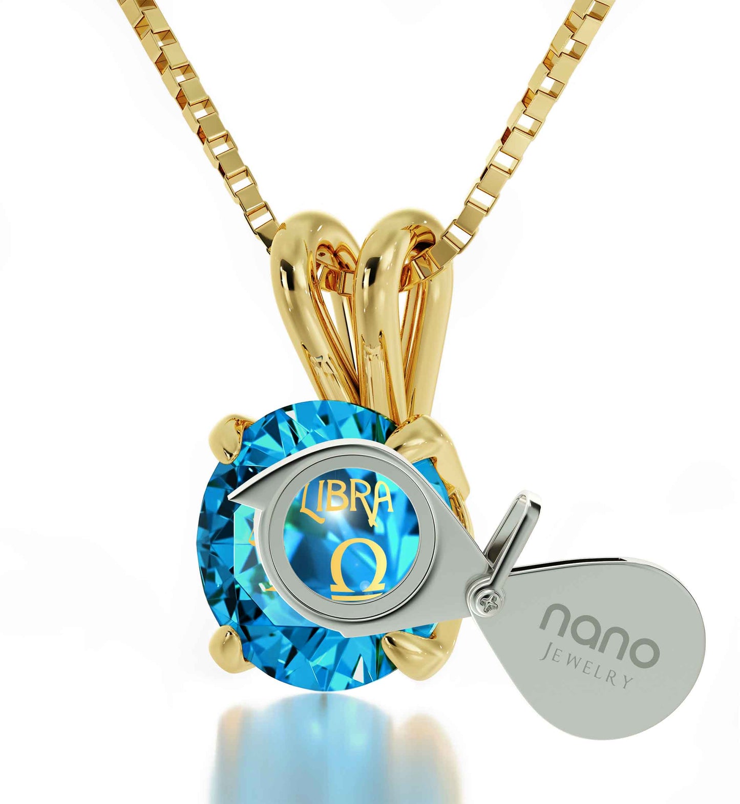 Libra Necklace 24k Gold Inscribed on Crystal