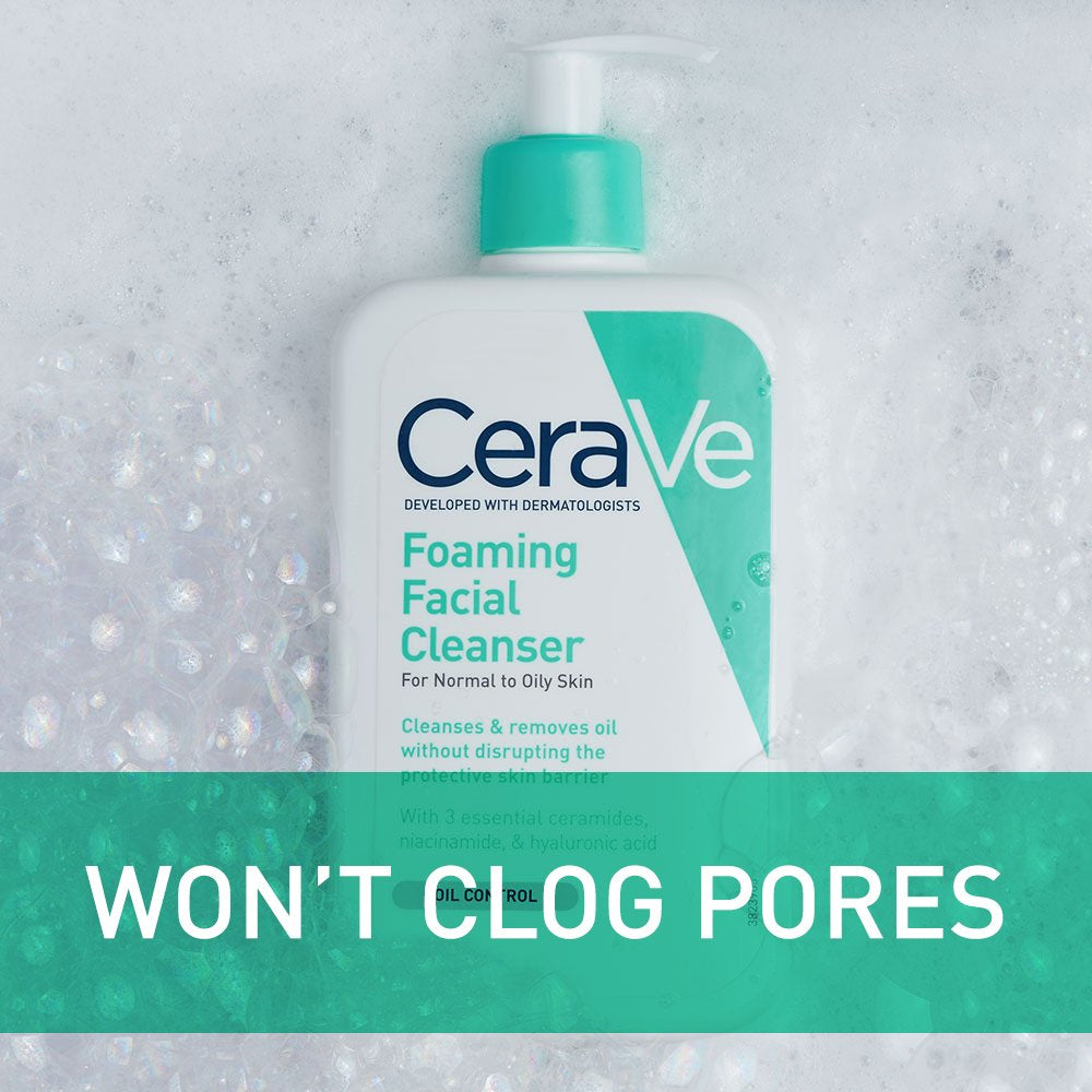 Cerave - Foaming Facial Cleanser Daily Face Wash for Oily Skin with Hyaluronic Acid Ceramides and Niacinamide