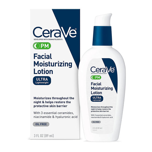 CeraVe - PM Facial Moisturizing Lotion Night Cream with Hyaluronic Acid and Niacinamide Oil-Free Moisturizer for Face