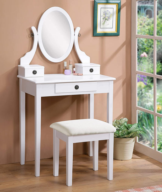 Vanity Table Set - Women Makeup Tables With Drawer and Stool