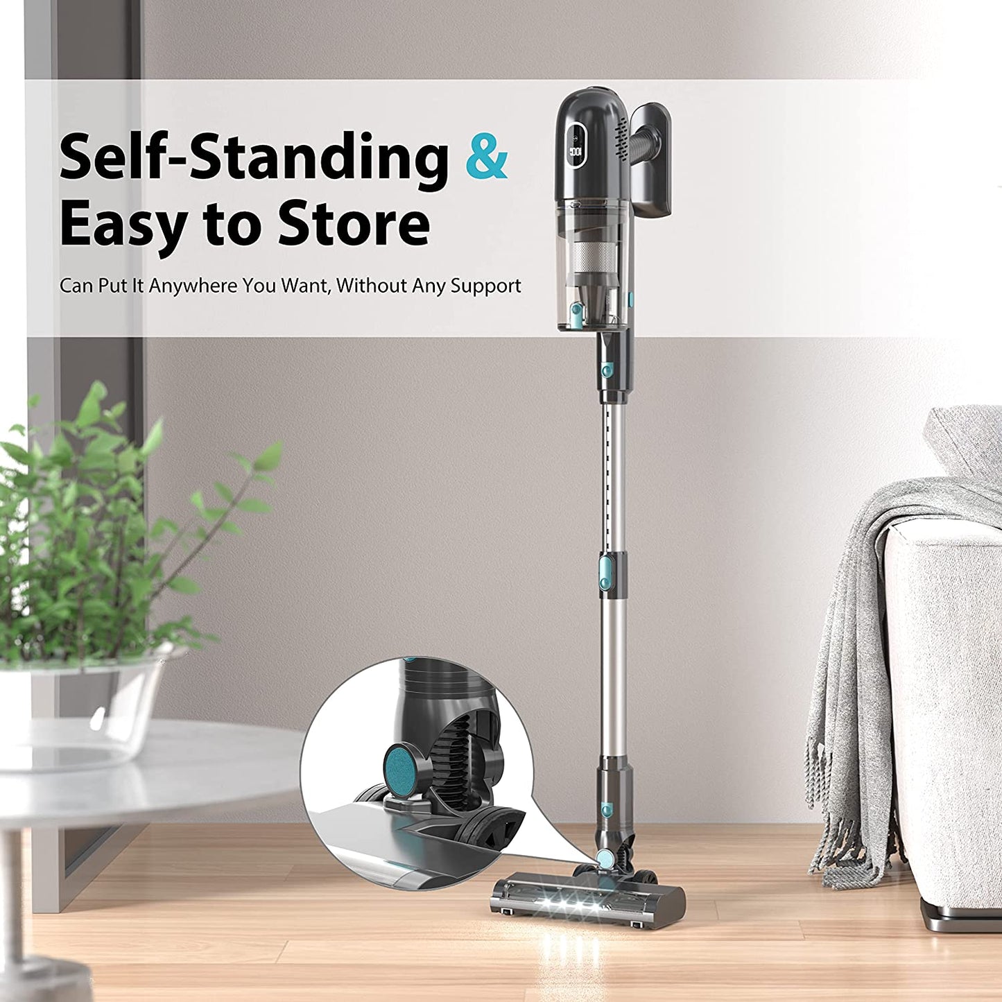 Cordless Vacuum Cleaner - LED Touch Display Vacuum with Brushless Motor
