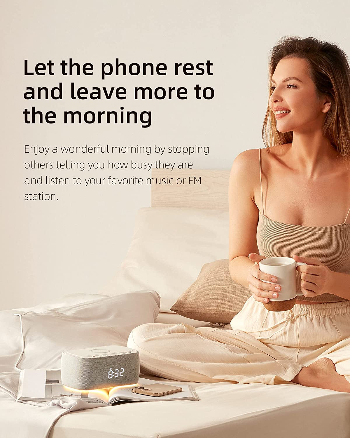 6 in 1 Smart Alarm Clock with Wireless Charger - Speaker and LED Display