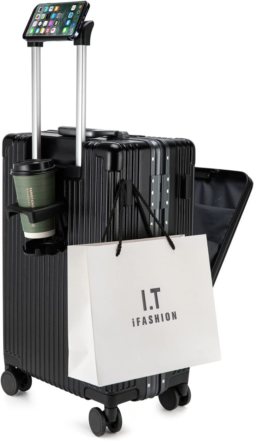 Hardside Expandable Luggage - Built-In TSA Lock Suitcase with USB Port & Cup Holder & Phone Holder