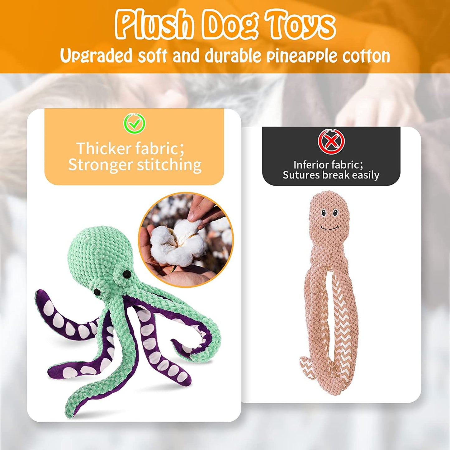 Squeaky Dog Toys - Big Stuffed Toys Durable Puppy Chew Toys
