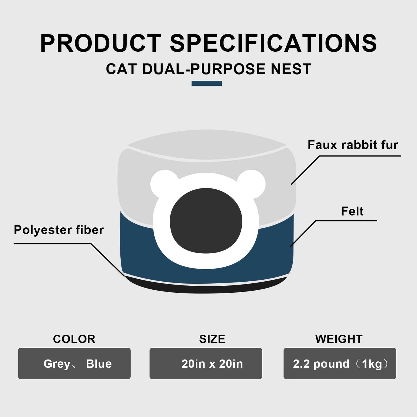 2 in 1 Multipurpose Cat Bed - Comfortable Cat Cave