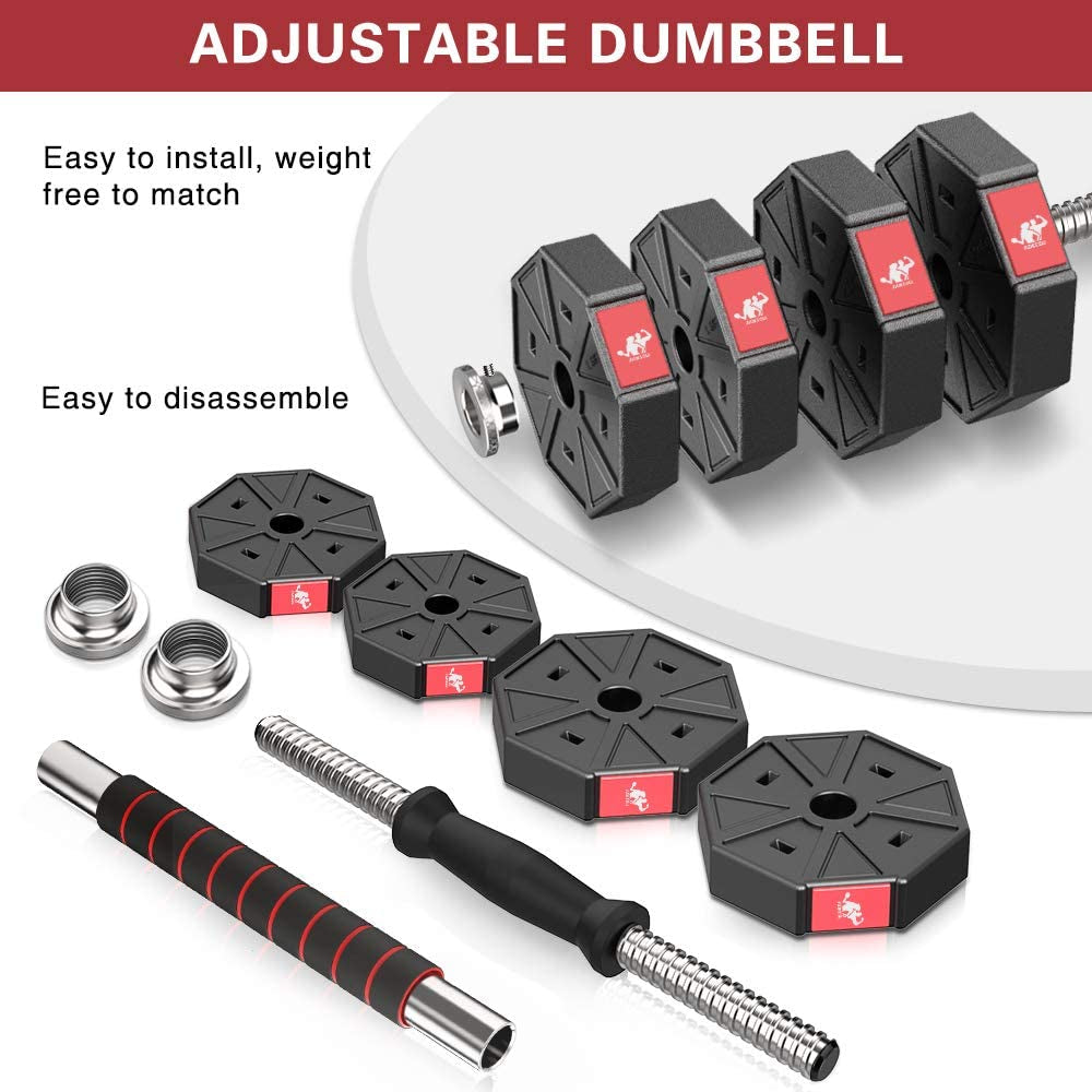 3 in 1 Adjustable Weights Dumbbells and Barbell Set 44Lbs 66Lbs 88Lbs