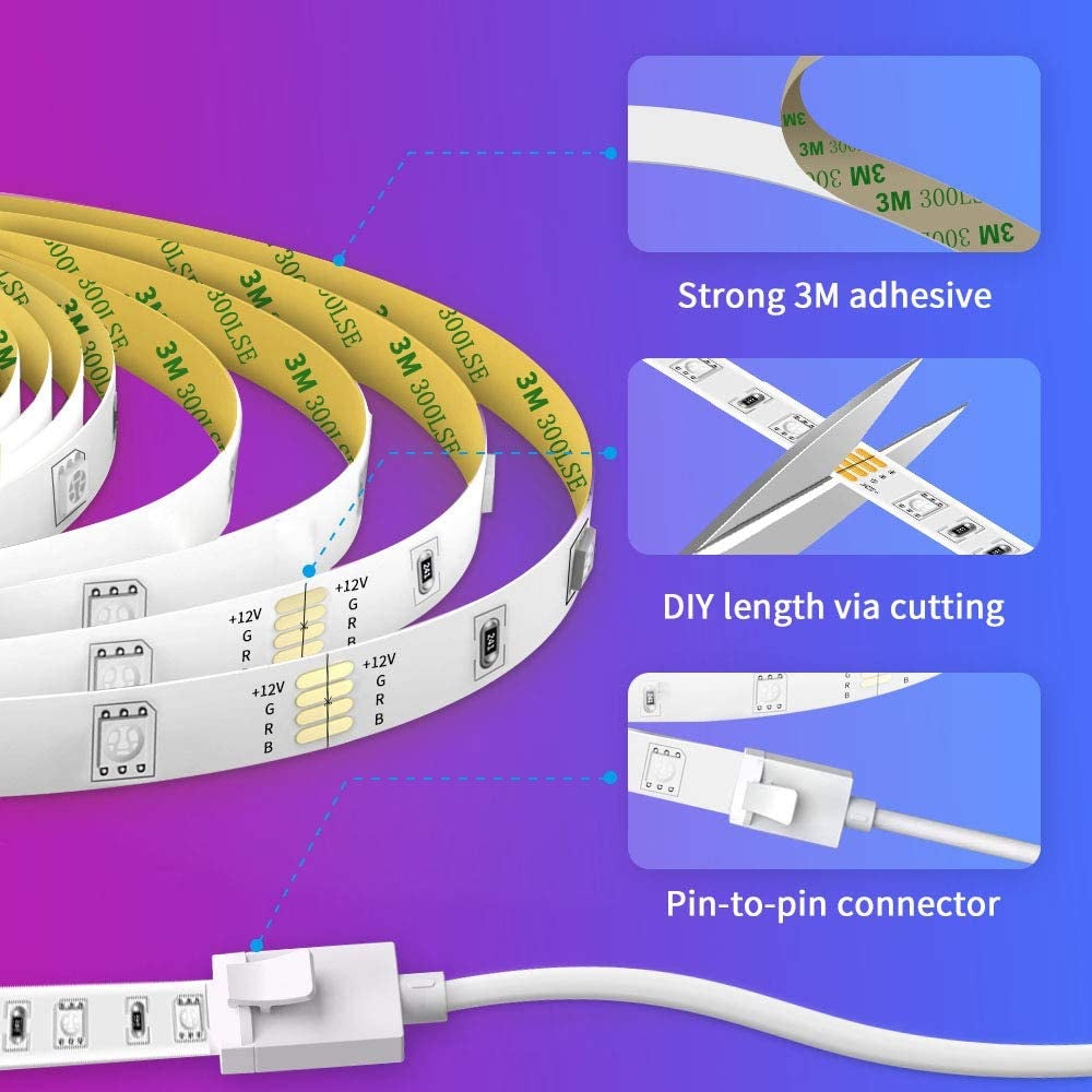 LED Strip Lights - App Control Strip Lights with Alexa and Google Assistant Wifi Control