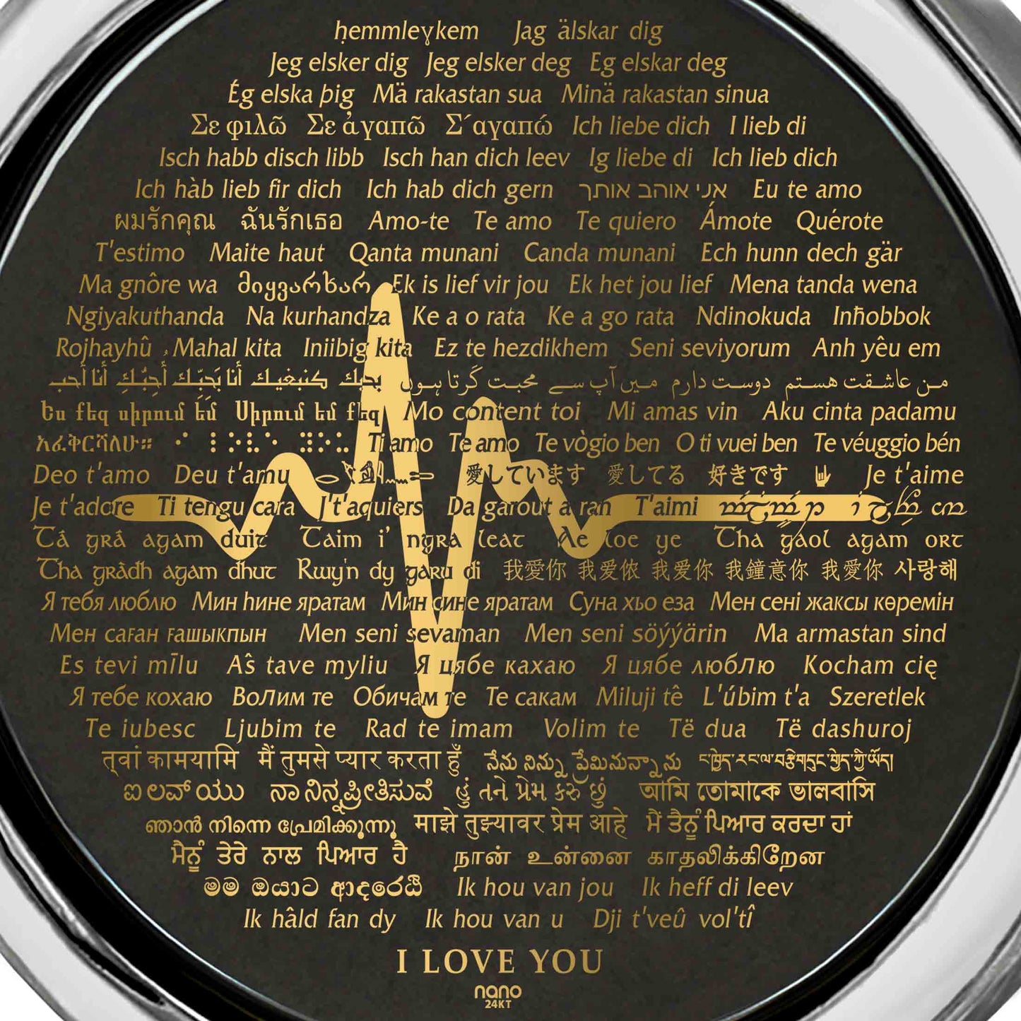 Her Heartbeat Necklace of Love Over 100 Languages