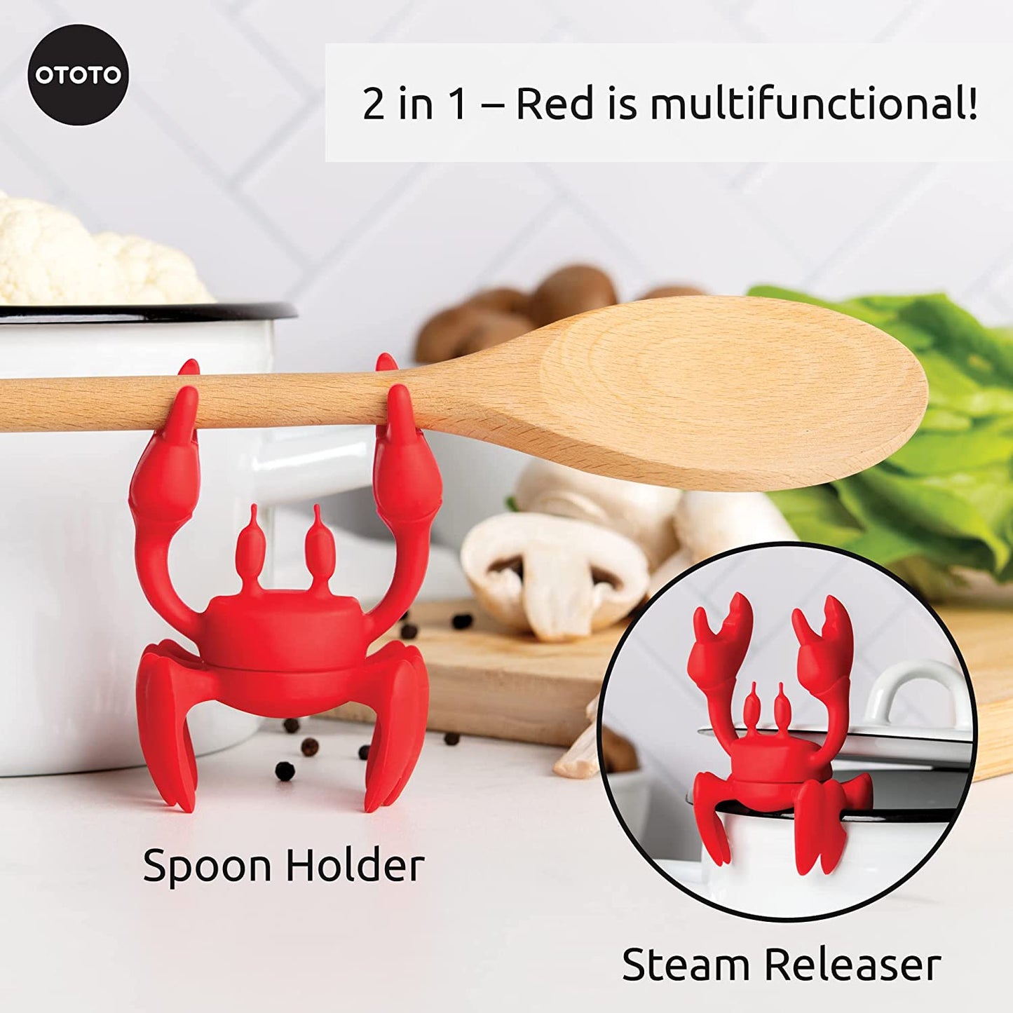 Utensil Holder - Heat Resistant Red Crab Silicone Utensil Rest Kitchen Gifts