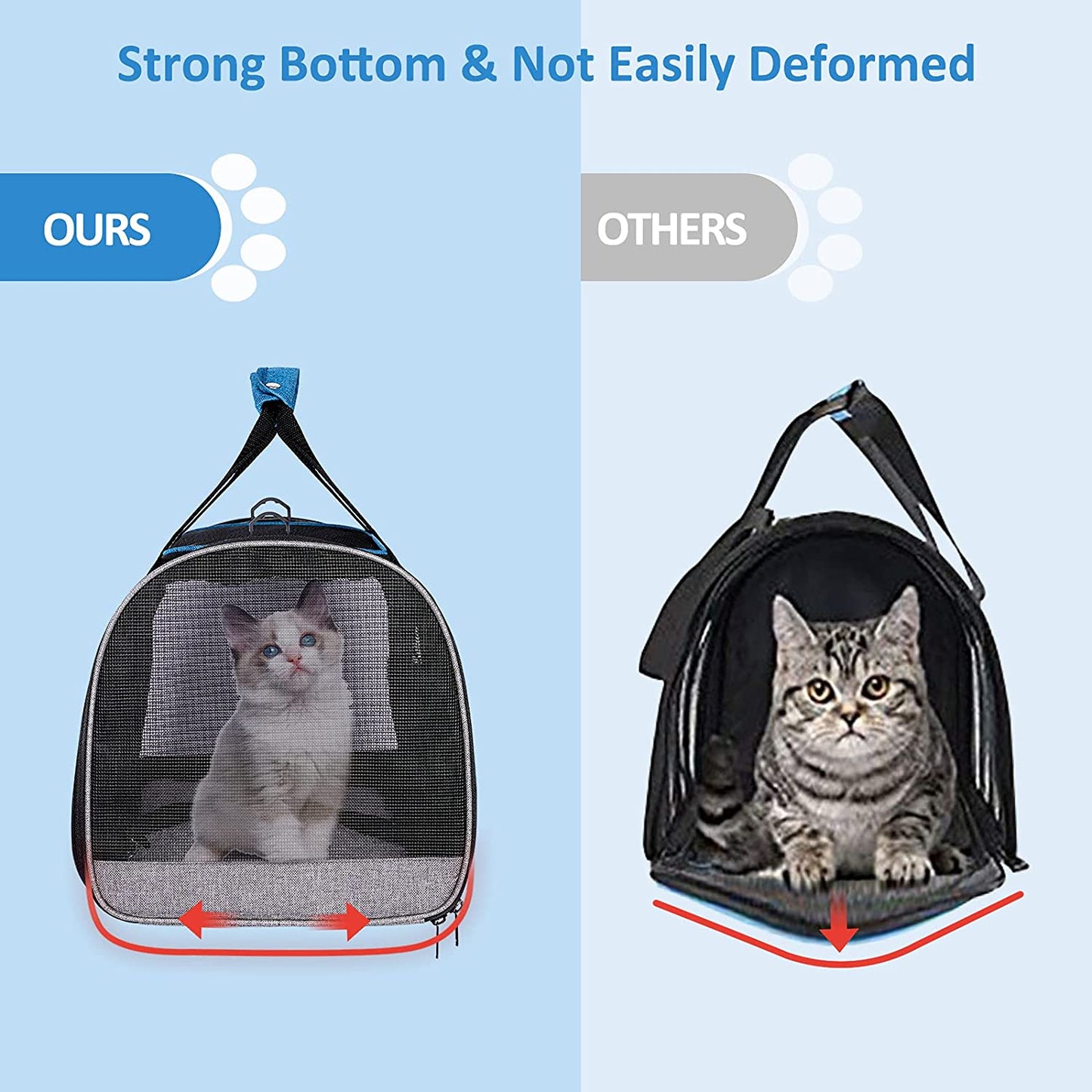 Large Pet Carrier - 20 Lbs Small Dogs Carrier with 4 Ventilated Windows