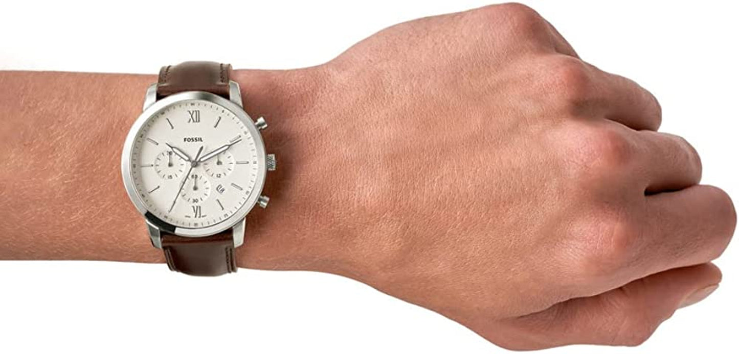 Fossil Neutral Men's Chronograph Watch - Stainless Steel Bracelet or Genuine Leather Band Watches