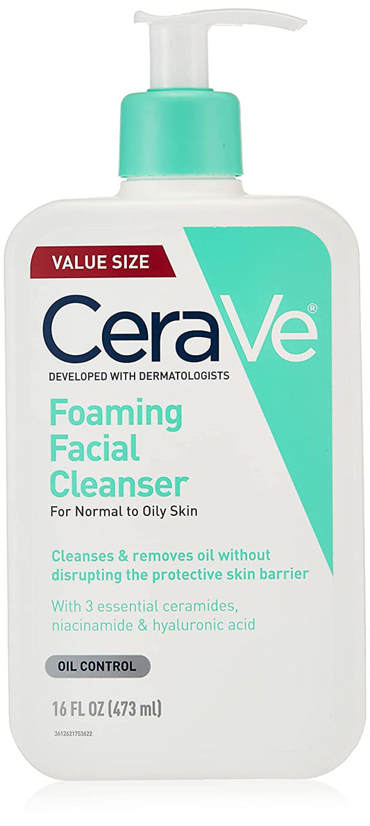 Cerave - Foaming Facial Cleanser Daily Face Wash for Oily Skin with Hyaluronic Acid Ceramides and Niacinamide