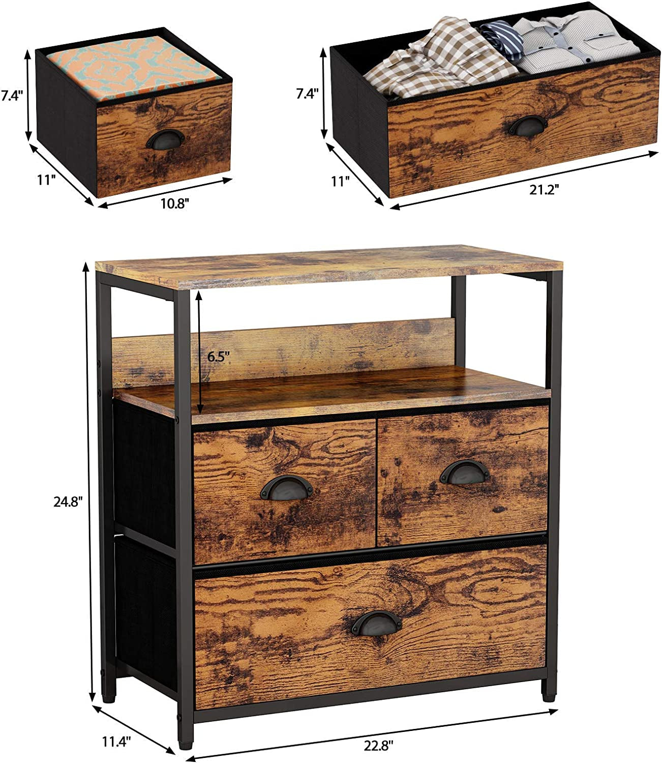Bedroom Nightstand - Bedside Dresser Organizer with Storage Shelf