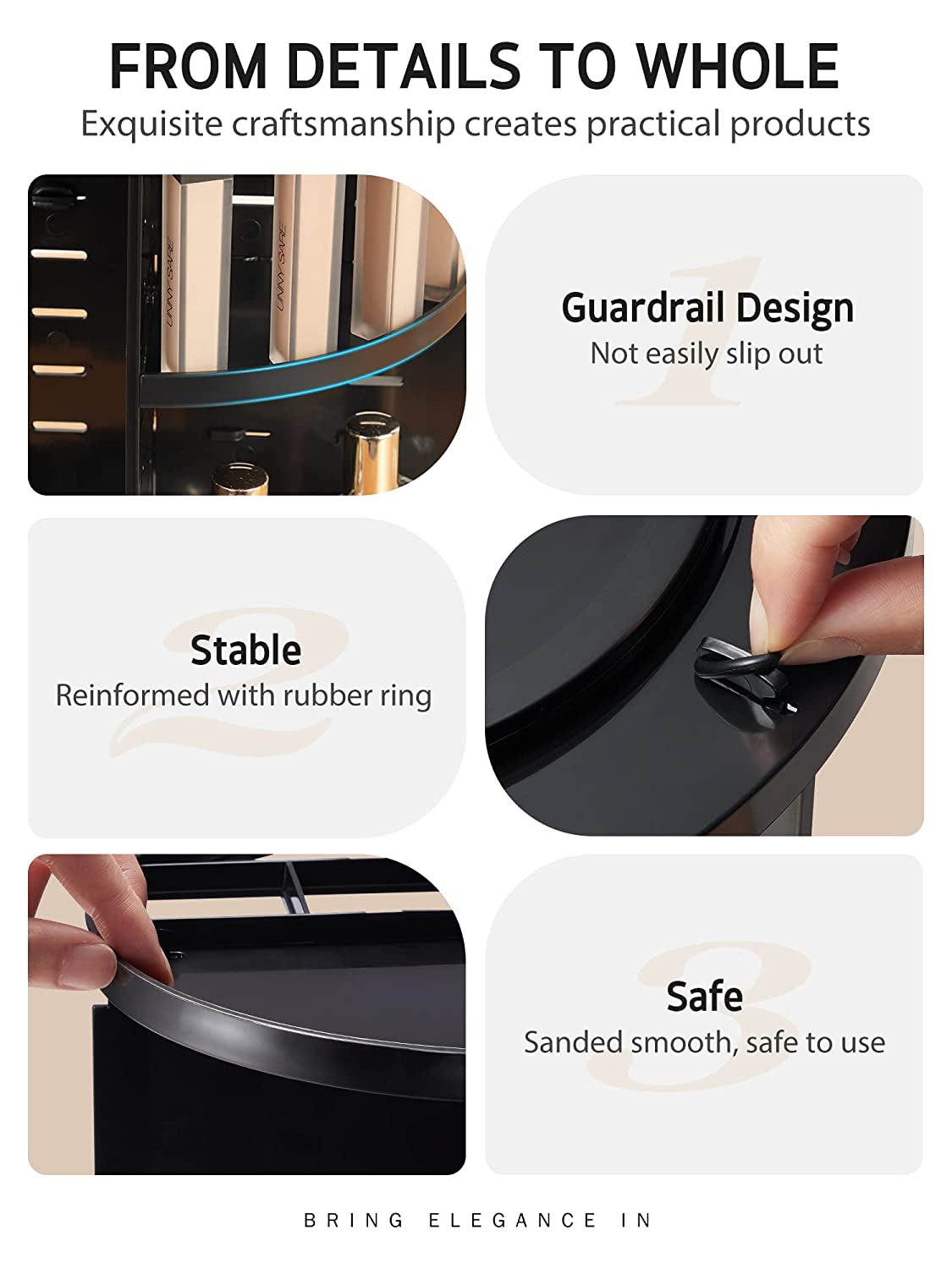 360 Rotating Makeup Organizer DIY Adjustable Bathroom Cosmetics Storage Box
