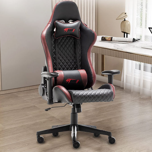 Office Chairs - Gaming Chairs Leather Reclining with Lumbar Support & Headrest