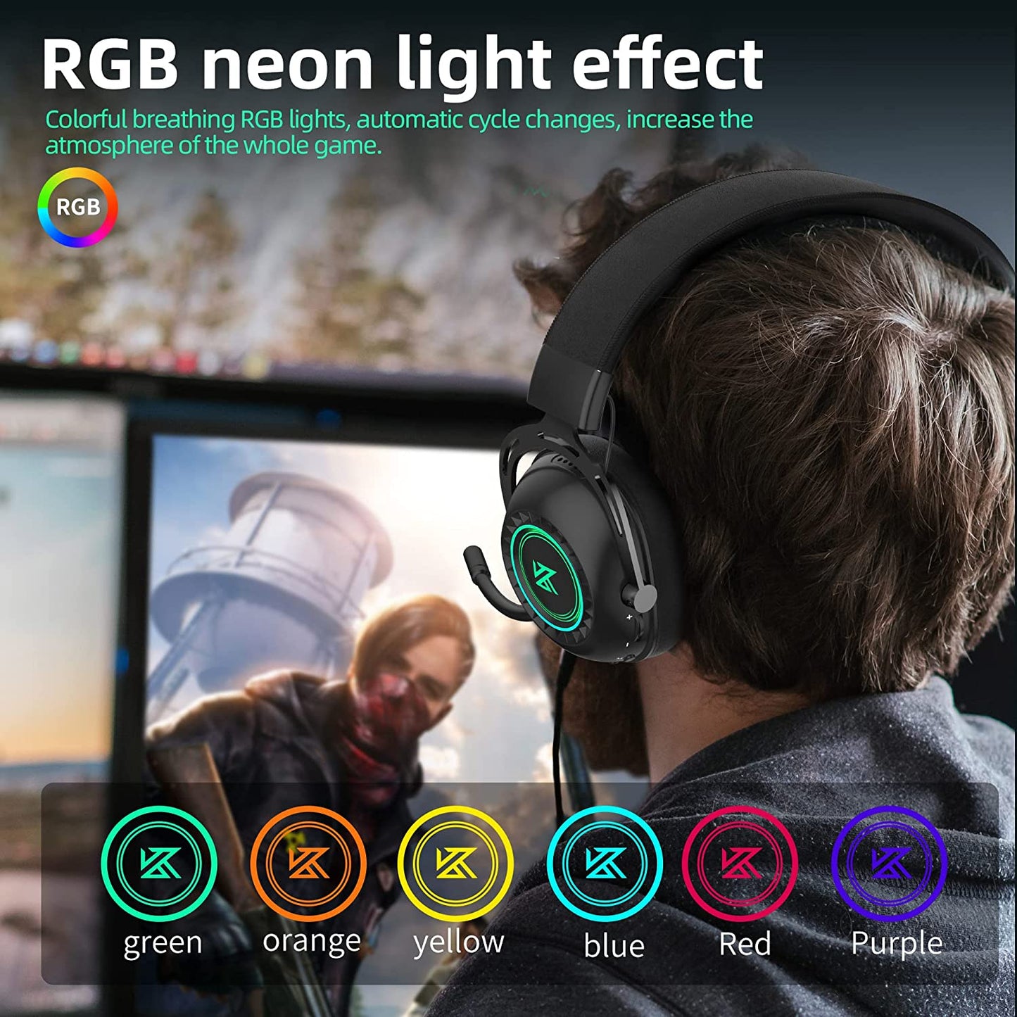Gaming Headset - Wireless & Wired Bluetooth Headphone for PC PS5 Xbox