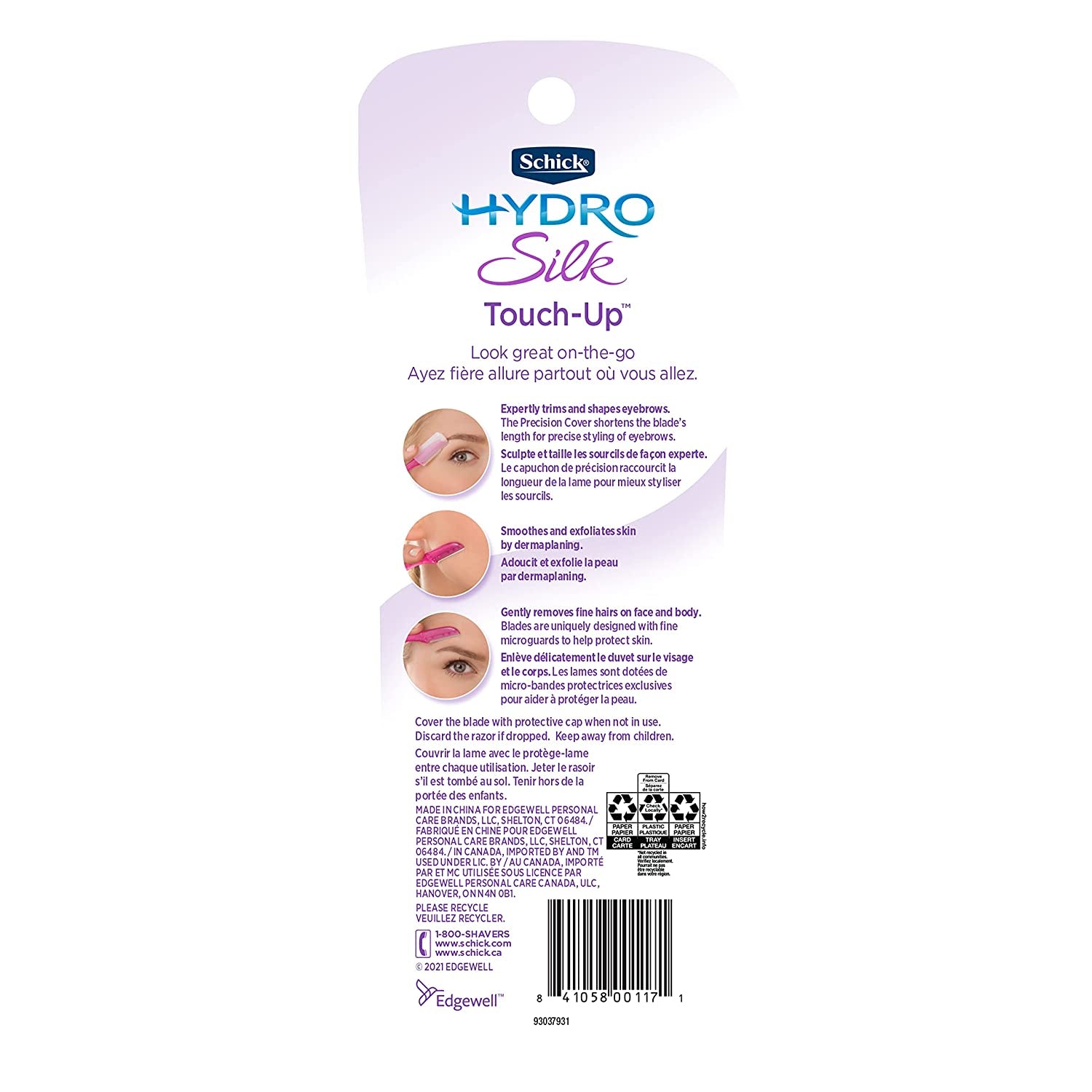Hydro Silk Touch-Up - Face & Eyebrow Razor with Precision Cover Razor