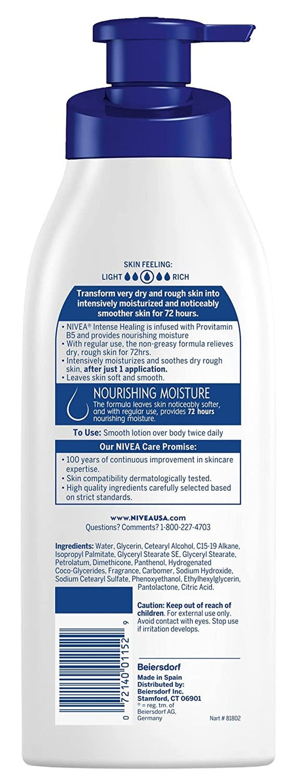 NIVEA - Intense Healing Body Lotion 72 Hour Moisture for Dry Skin