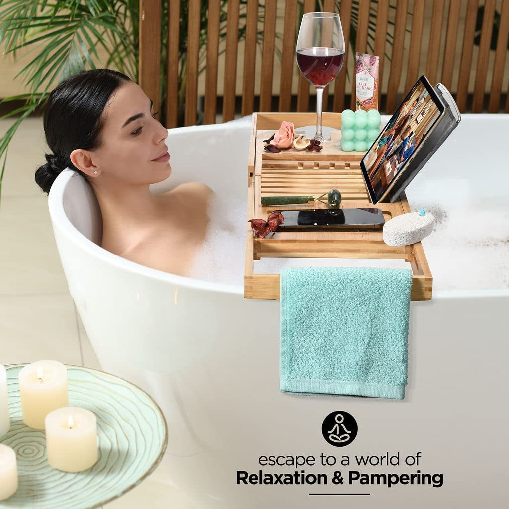 Bathtub Tray Caddy - Foldable Waterproof Bath Tray Phone Gift for Men & Women