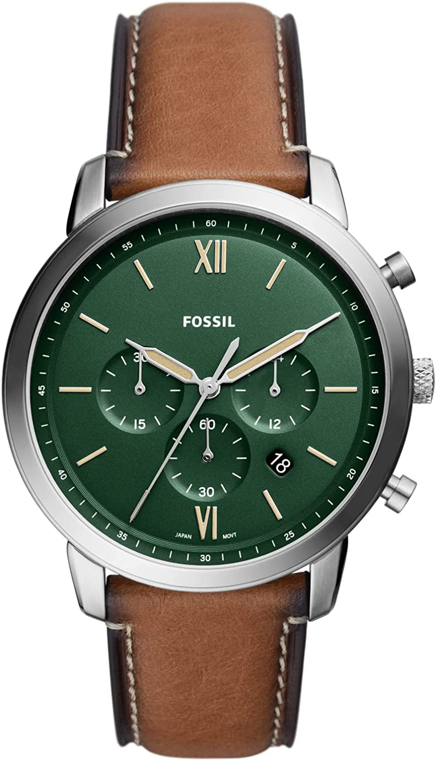 Fossil Neutral Men's Chronograph Watch - Stainless Steel Bracelet or Genuine Leather Band Watches