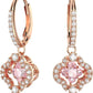 Sparkling Clover Crystals Necklace Pink Earrings & Bracelet Jewelry