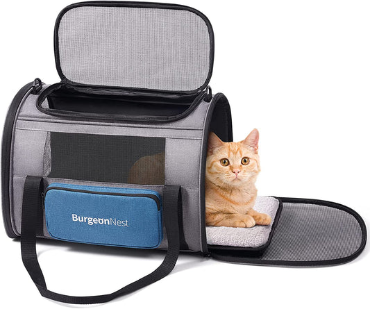 Large Pet Carrier - 20 Lbs Small Dogs Carrier with 4 Ventilated Windows