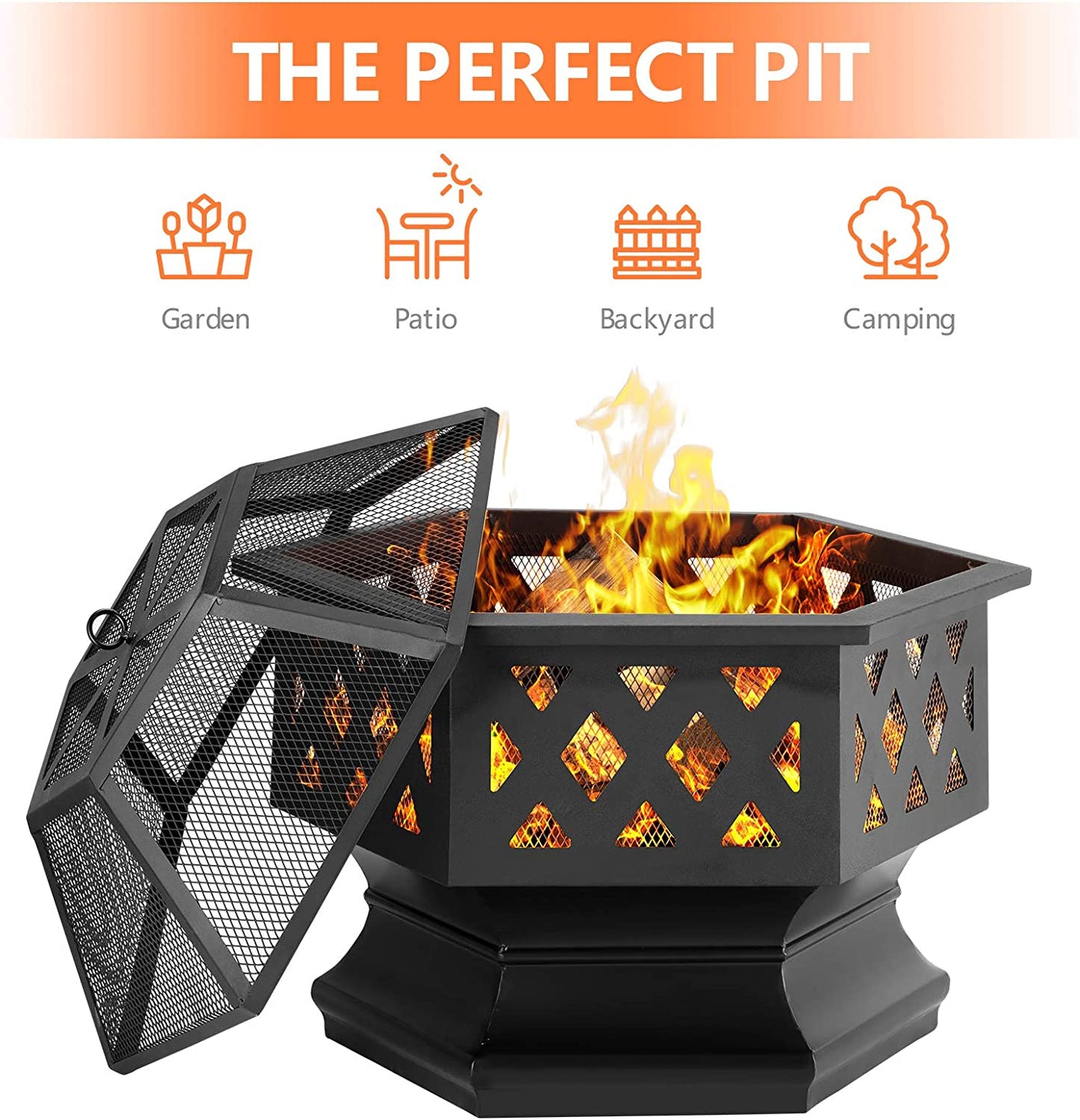 Fire Pit - Outdoor Iron Cast Fire Bowl For Backyard Deck Camping