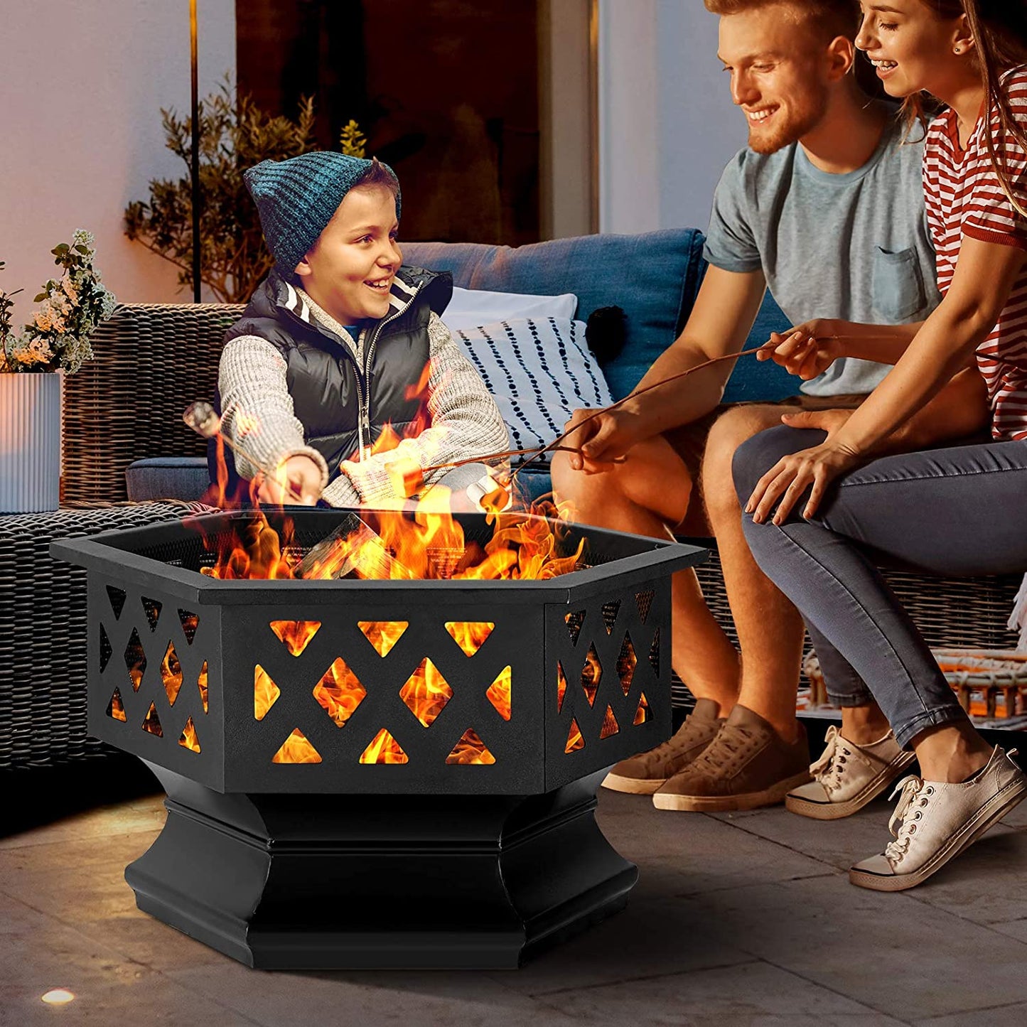 Fire Pit - Outdoor Iron Cast Fire Bowl For Backyard Deck Camping