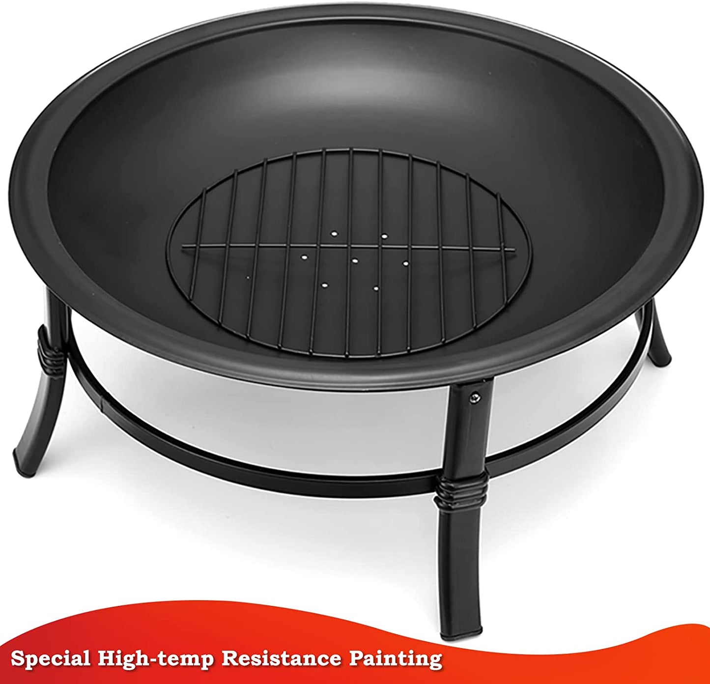 Wood Burning Firepit Bowl for Backyard Camping/Deck Picnic