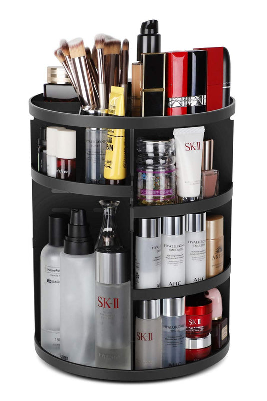 360 Rotating Makeup Organizer DIY Adjustable Bathroom Cosmetics Storage Box