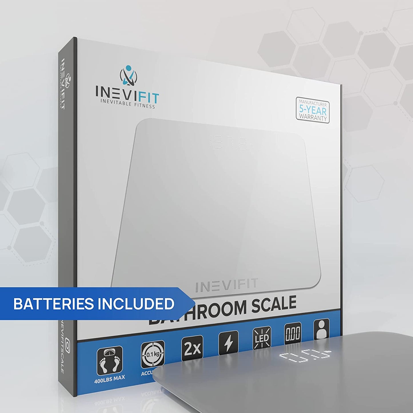 Digital Bathroom Body Scale Measures Weight up to 400 Lbs Includes Batteries
