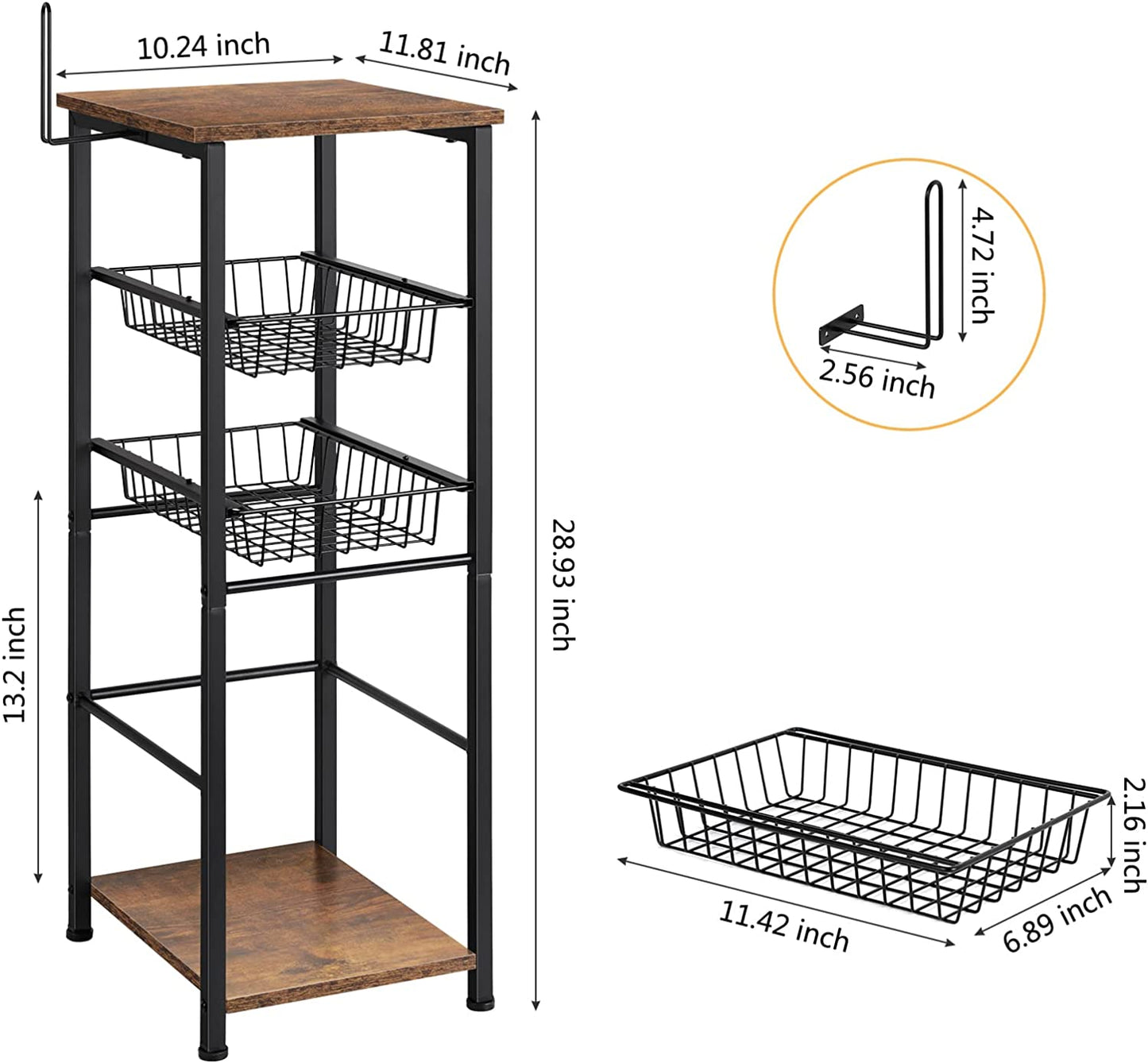 Bathroom Floor Storage Cabinet - Toilet Storage with Drawers and Toilet Paper Holder