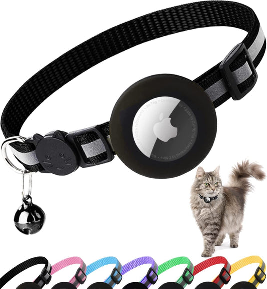Cat Airtag - Reflective Kitten Collar with Apple Air Tag Holder and Bell