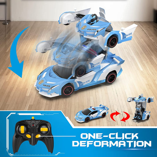 RC Cars - Police Transformer Remote Control Car with Flashing Light