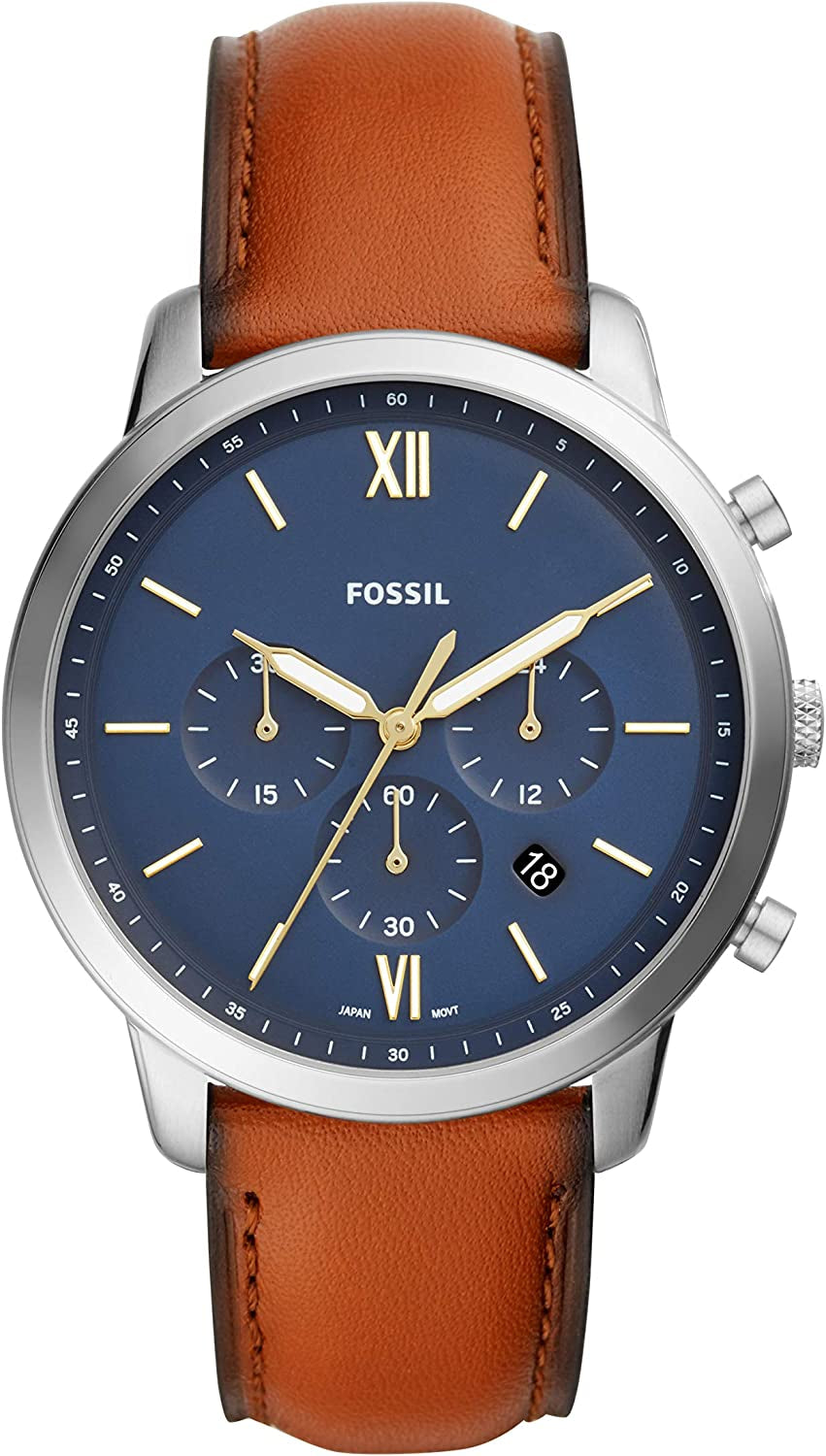 Fossil Neutral Men's Chronograph Watch - Stainless Steel Bracelet or Genuine Leather Band Watches