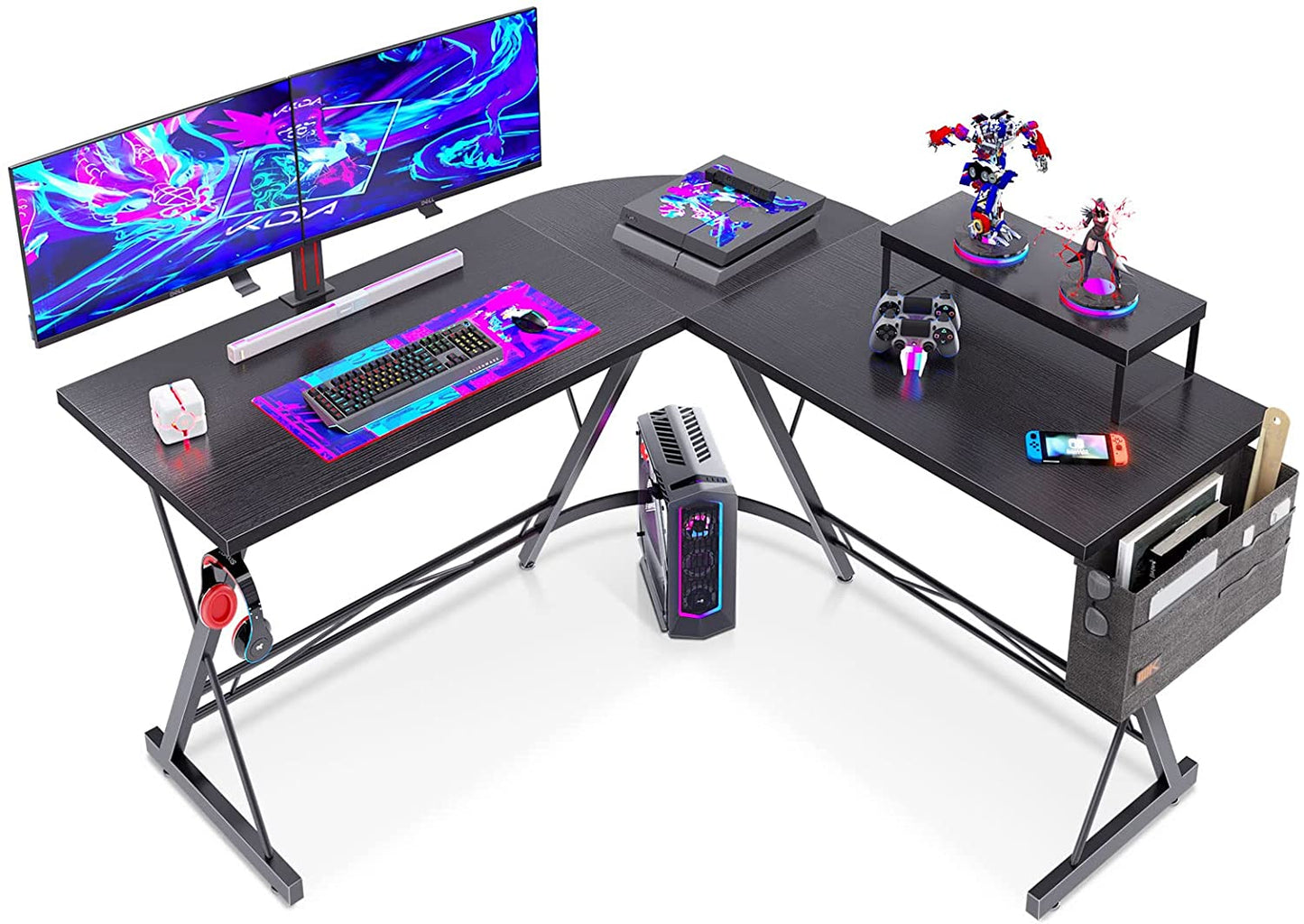 Home Office Desk - L Shaped Gaming & Computer Desk with Large Monitor Stand