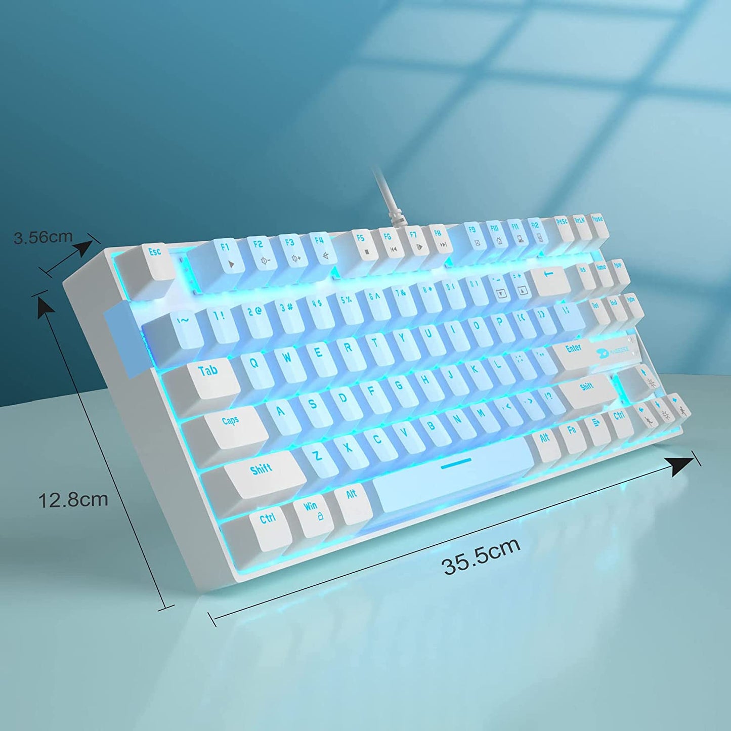 Mechanical Gaming Keyboard - Blue Switch LED Blue Backlit Wired Computer Keyboard