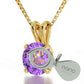 Gemini Necklace 24k Gold Inscribed on Crystal