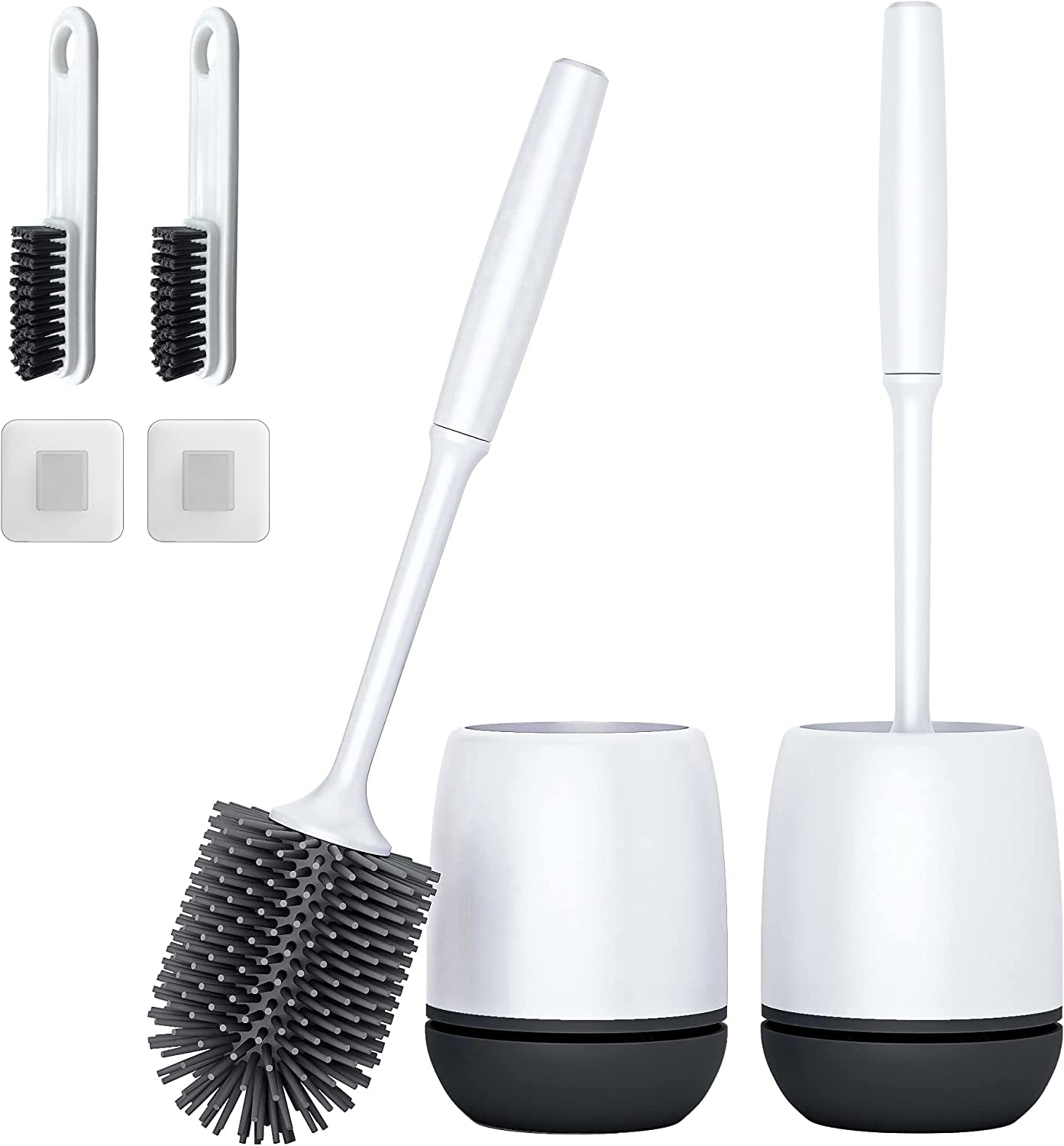 Toilet Brush - Toilet Brush with Ventilated Holder and Silicone Bristles