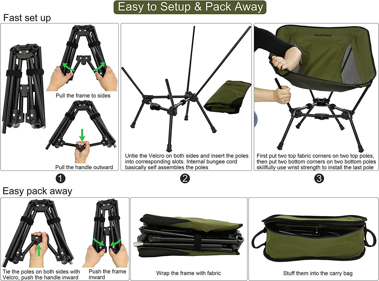 Folding Camping Chair - Portable Compact Outdoor Camp Travel Beach Picnic Festival Chair