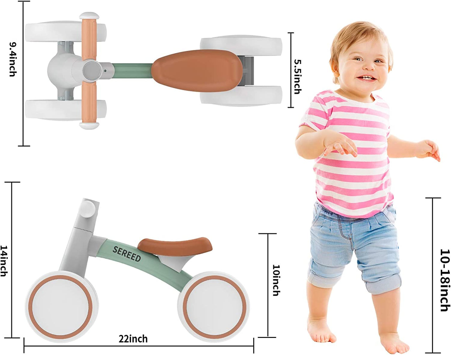 Baby Balance Bike for 1 Year Old - Toddler Balance Bike With 4 Wheels First Birthday Gifts