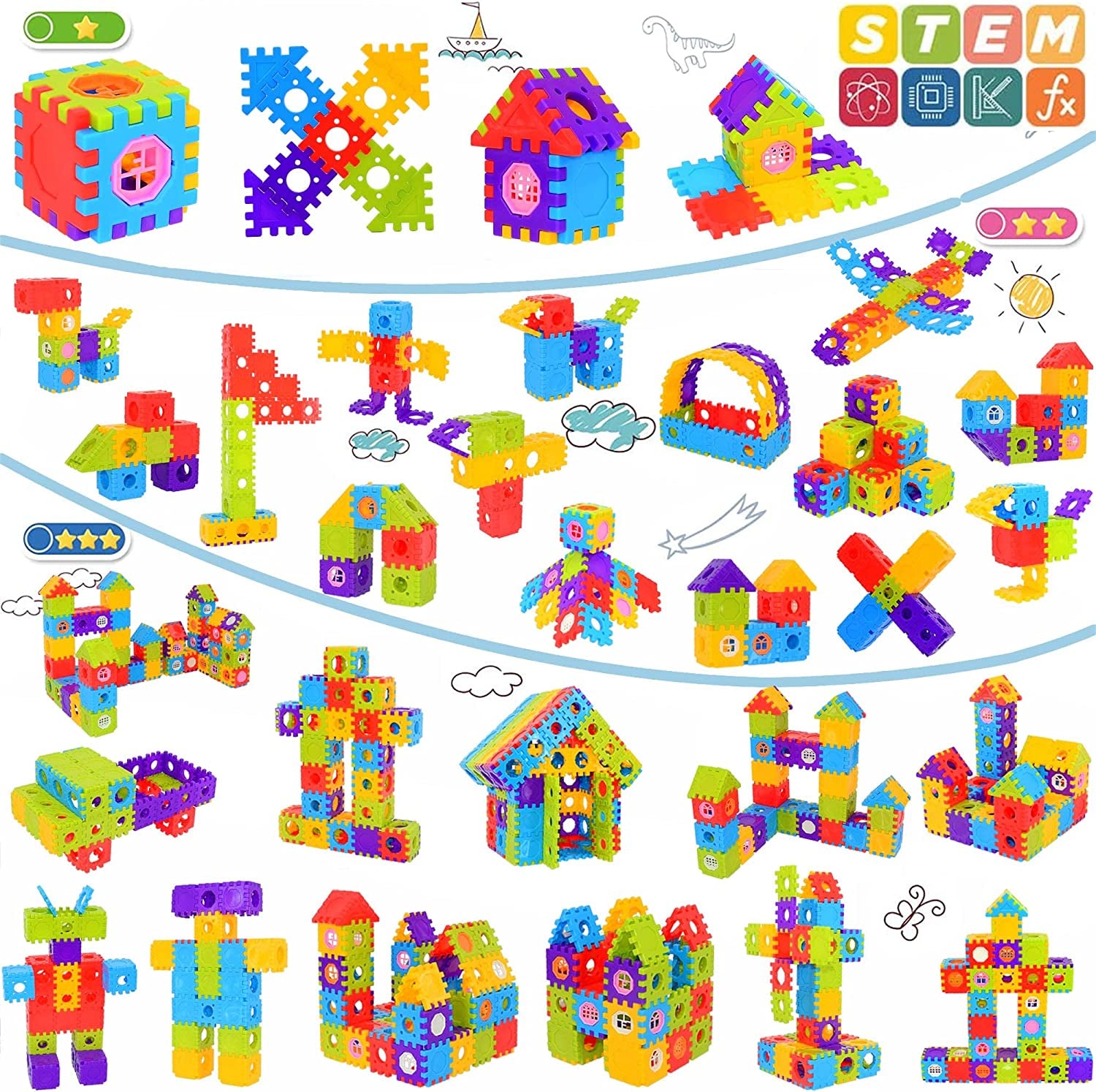 Building Blocks for Toddlers & Kids 180 Pcs Toy Building Sets – STEM Building Blocks