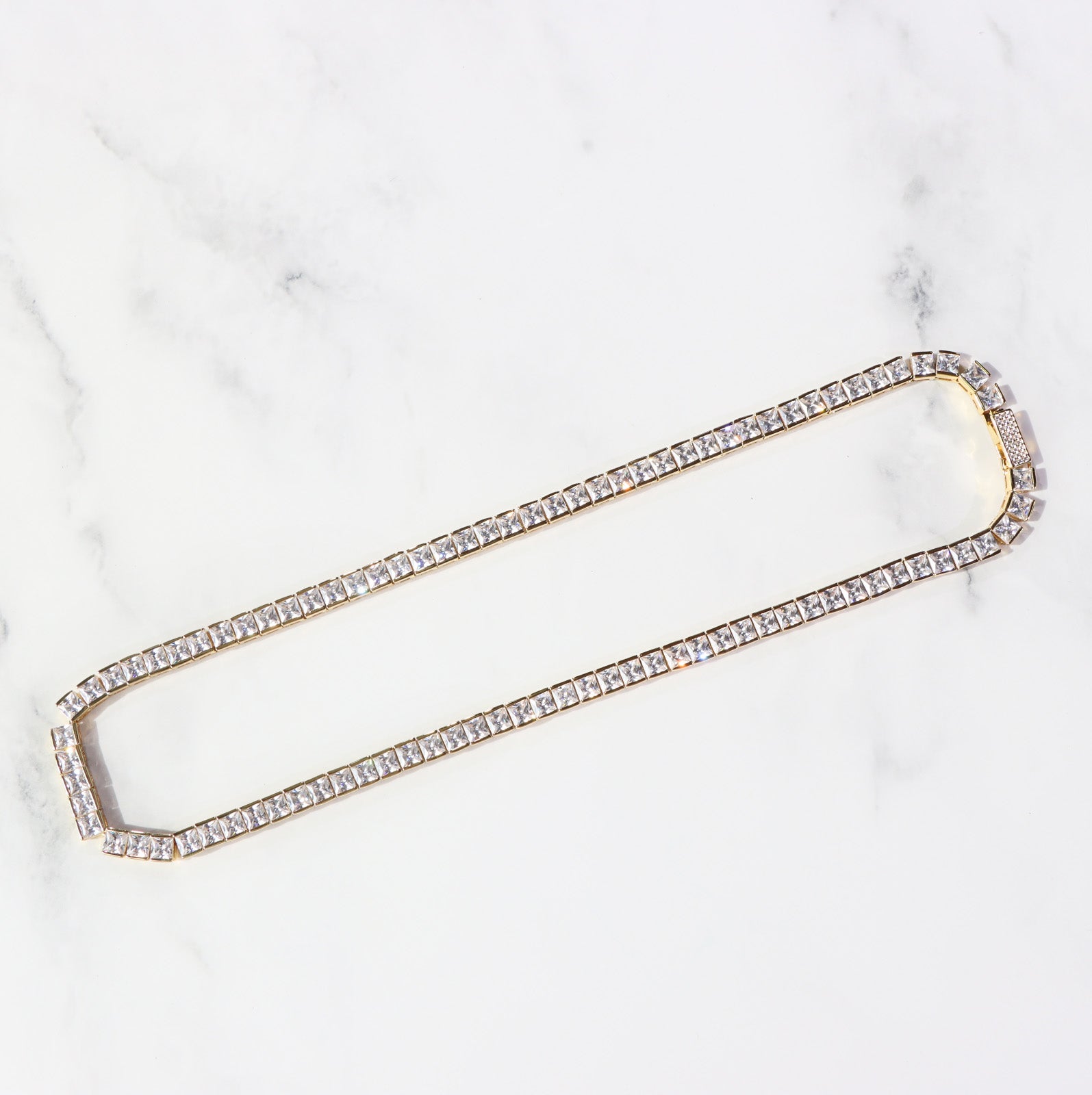 Square Cut Diamond Tennis Chain