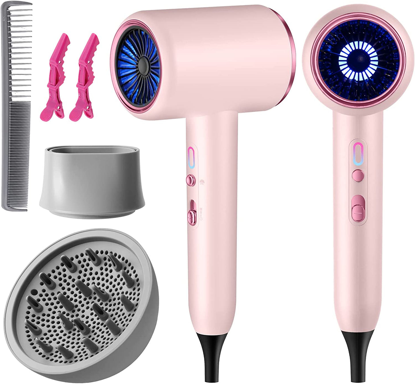 Hair Dryer - Quiet Hair Dryer Equipped with Diffuser and Ionic Technology to Prevent Damage